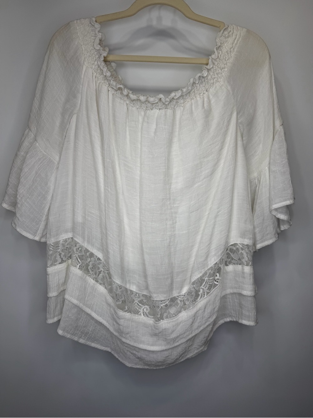 Thalia Sodi Boho White Lace-Trim Peasant Blouse - Picture 5 of 11